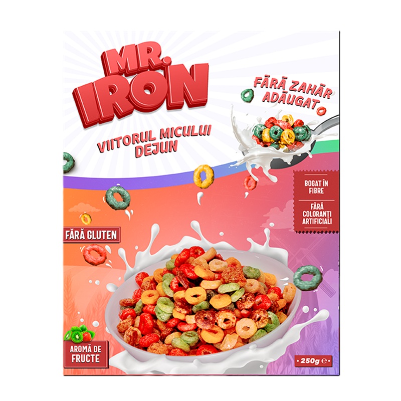 Cereale din ovaz cu fructe inghetate, 250 g, Mister Iron