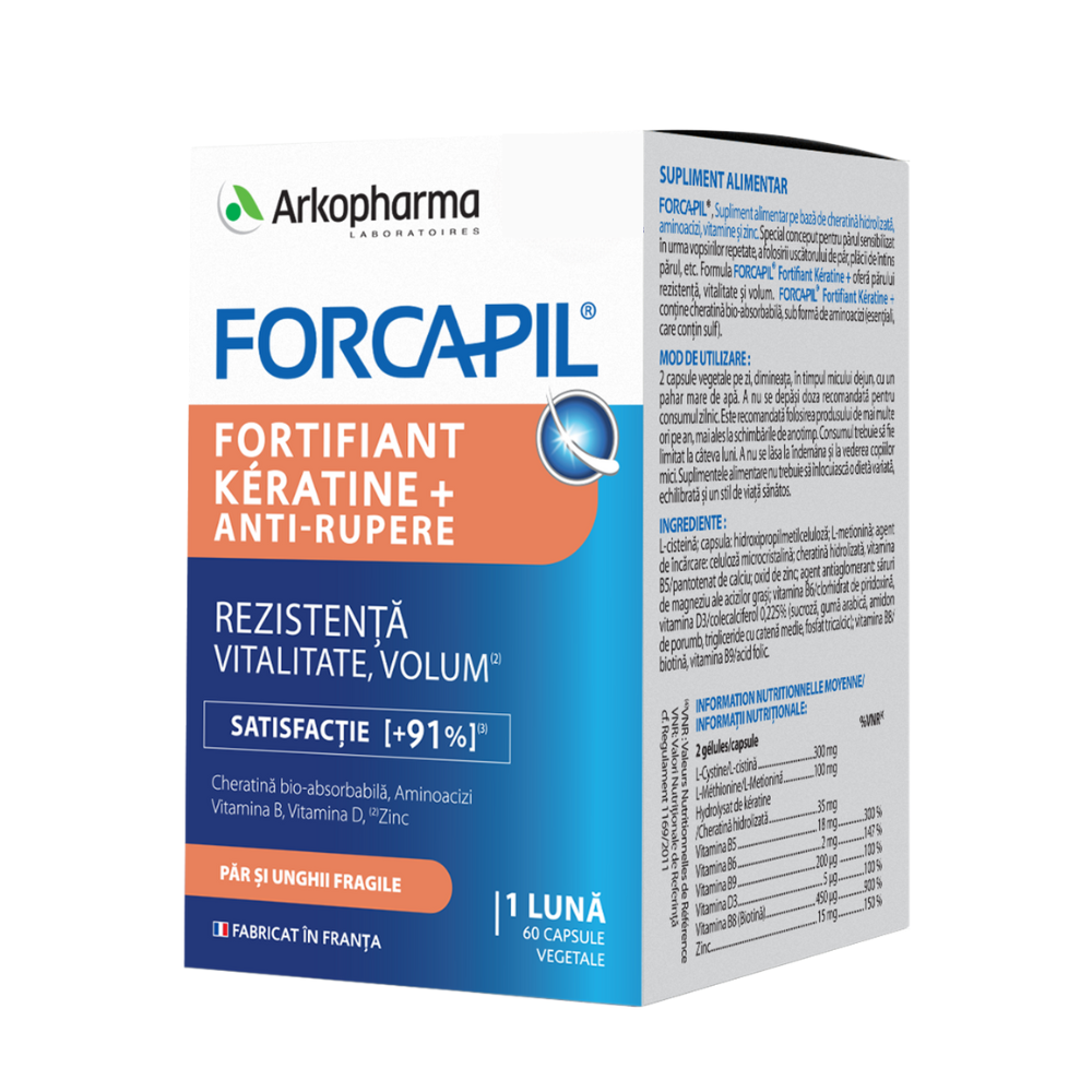 Forcapil anti-rupere Fortifiant Keratine, 60 capsule vegetale, Arkopharma