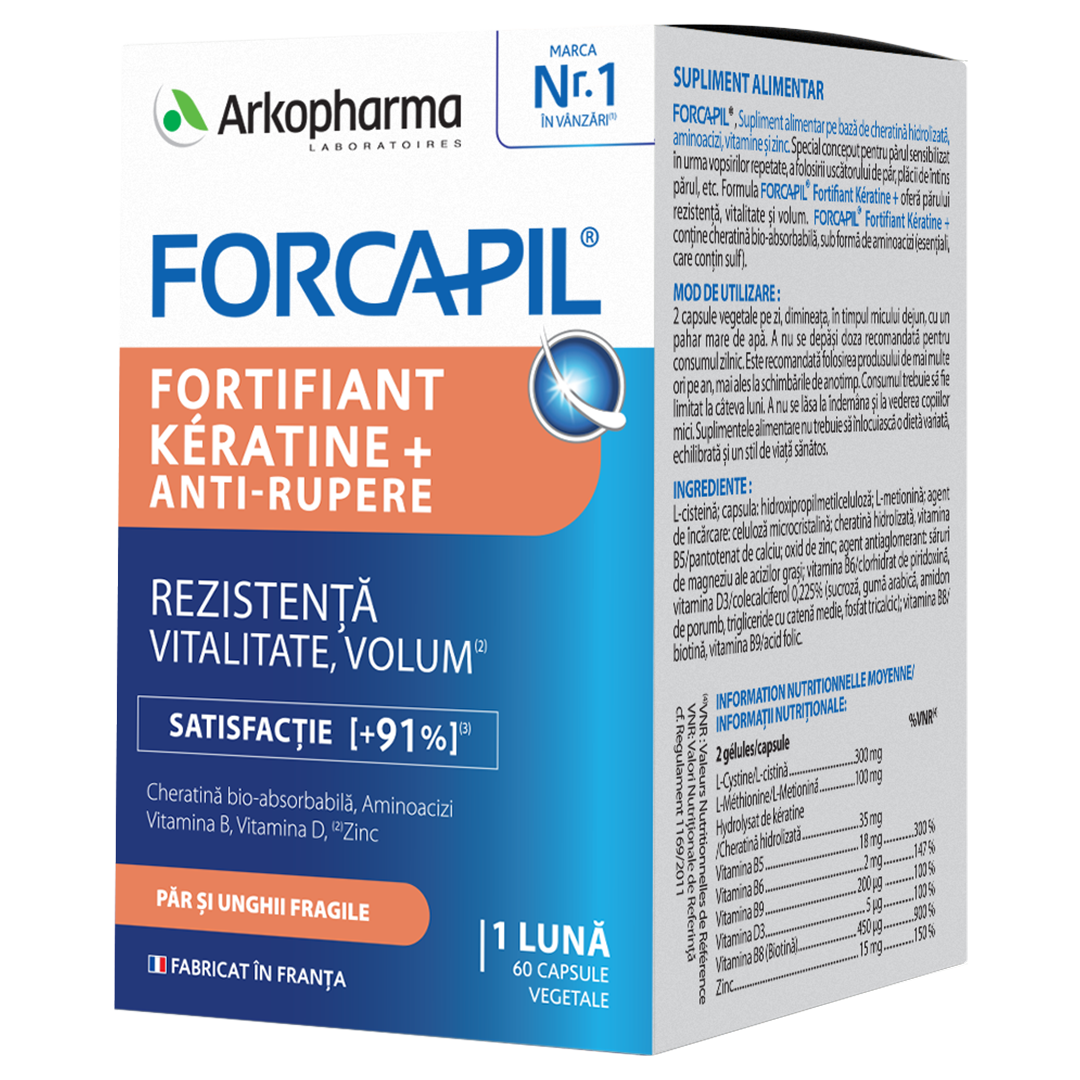 Forcapil anti-rupere Fortifiant Keratine, 60 capsule vegetale, Arkopharma