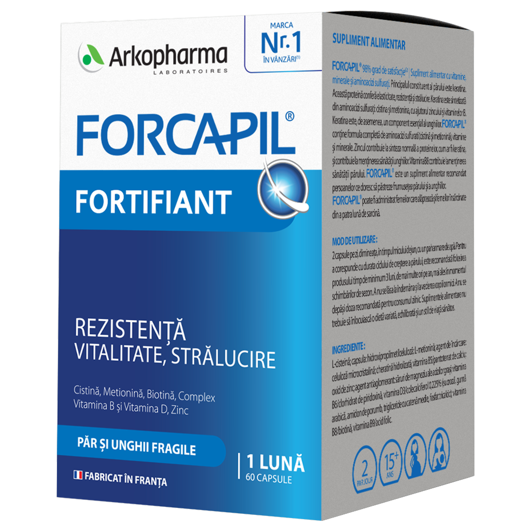 Forcapil  fortifiant pentru par si unghii, 60  capsule, Arkopharma