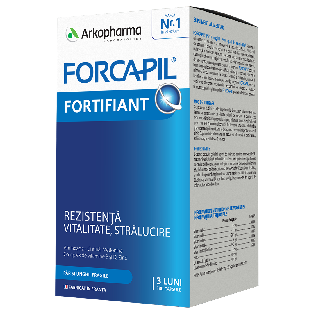 Forcapil  fortifiant pentru par si unghii, 180 capsule, Arkopharma