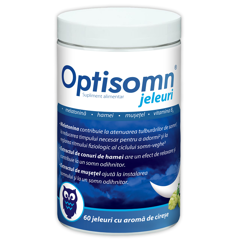 Jeleuri pentru somn cu aroma de cirese Optisomn, 60 bucati, Zdrovit