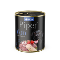 Hrana umeda pentru caini adulti cu carne de cod si tomate, 800 g, Piper
