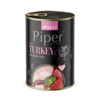 Hrana umeda pentru caini adulti cu carne de curcan si brocolli, 400 g, Piper