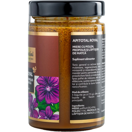 Miere cu polen, propolis si laptisor de matca, Apitotal Royal, 500 g, Albina Carpatina 722712
