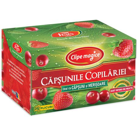 Ceai cu capsuni si merisoare Clipe Magice, 20 plicuri, Fares