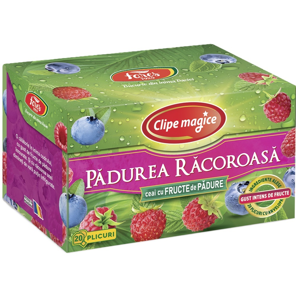 Ceai cu fructe de padure Clipe Magice, 20 plicuri, Fares