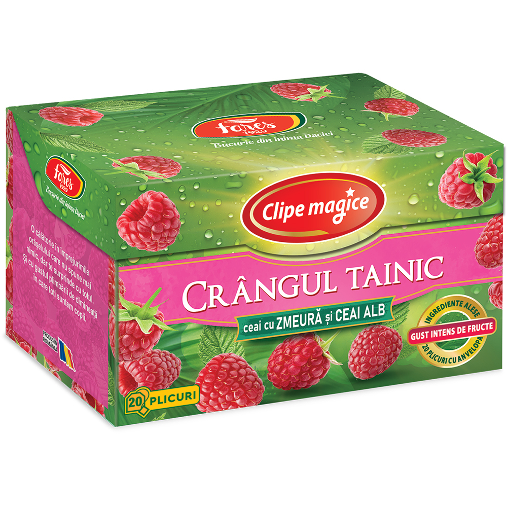 Ceai cu zmeura si ceai alb Clipe Magice, 20 plicuri, Fares