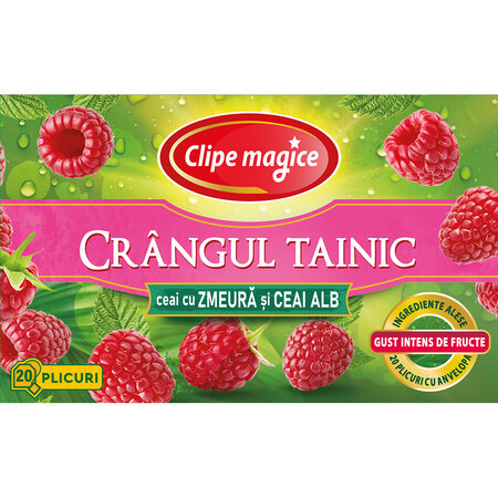 Ceai cu zmeura si ceai alb Clipe Magice, 20 plicuri, Fares 701177