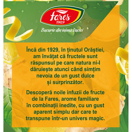 Ceai cu ghimbir si lamaie Clipe Magice, 20 plicuri, Fares 701128
