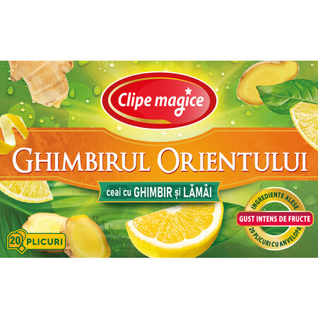 Ceai cu ghimbir si lamaie Clipe Magice, 20 plicuri, Fares 701125