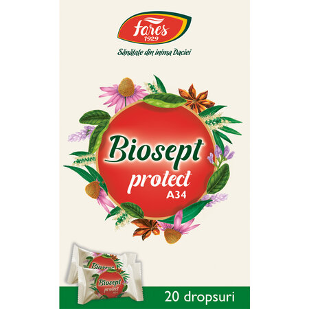 Dropsuri Biosept Protect A34, 20 dropsuri, Fares 703230