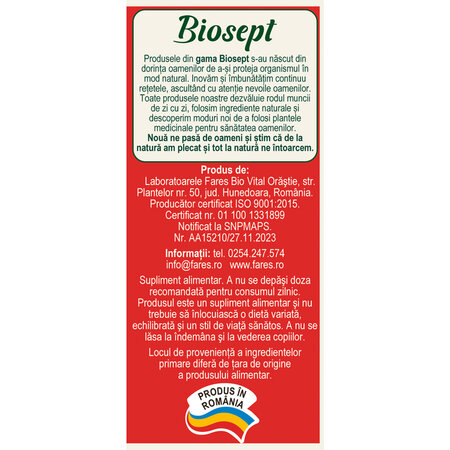 Dropsuri Biosept Protect A34, 20 dropsuri, Fares 703234