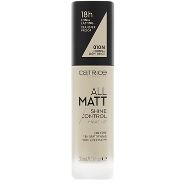 Fond de ten Neutral Light Beige 010N All Matt Shine Control, 30 ml, Catrice