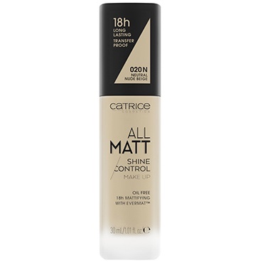 Fond de ten Neutral Nude Beige 020N All Matt Shine Control, 30 ml, Catrice