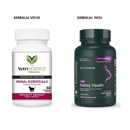 Suplimente pentru menținerea funcției renale adecvate la pisici Renal Essentials, 60 tablete, Vetri Science 731735