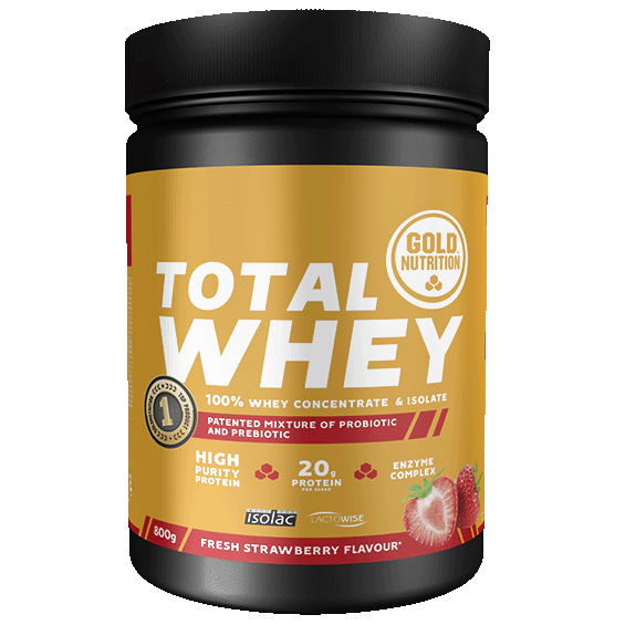 Pudra proteica cu aroma de capsuni Total Whey, 800 g, Gold Nutrition