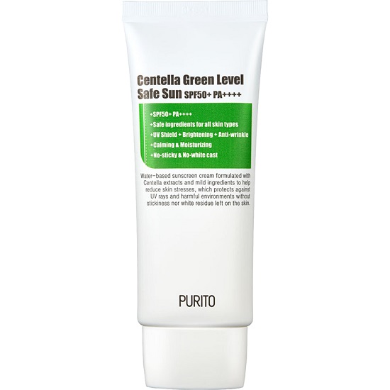 Crema de fata vegana cu protectie solara SPF 50 Centella Green Level Safe Sun, 60 ml, Purito