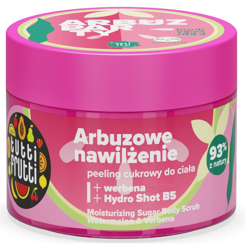 Sugar scrub hidratant pentru corp cu Pepene Verde și Verbina Tutti Frutti, 300 g, Farmona