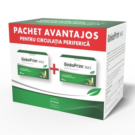 Pachet GinkoPrim Max, 120 mg, 60 + 30 tablete, Walmark 697613