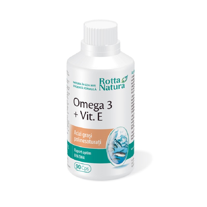 Omega 3 + Vitamina E, 1000 mg, 90 capsule, Rotta Natura