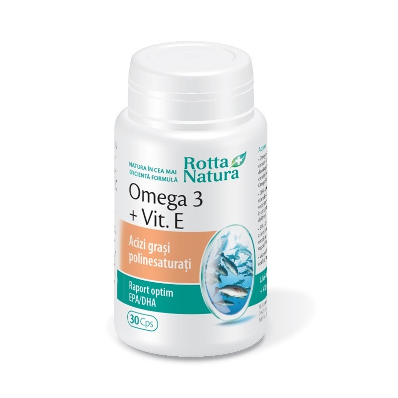 Omega 3 + Vitamina E, 1000 mg, 30 capsule, Rotta Natura