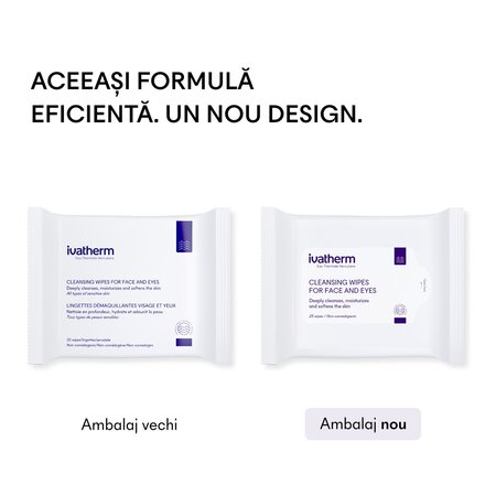 Servetele demachiante pentru fata si ochi, 25 bucati, Ivatherm 726879