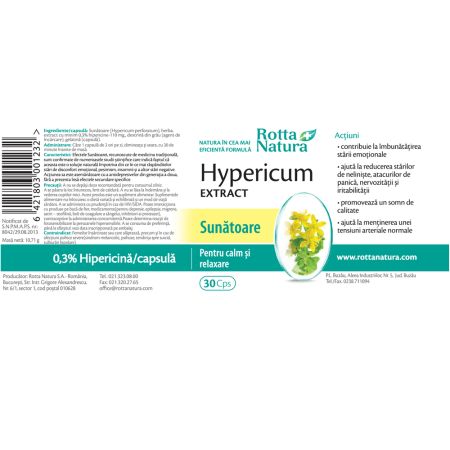 Hypericum extract, 30 capsule, Rotta Natura 598066