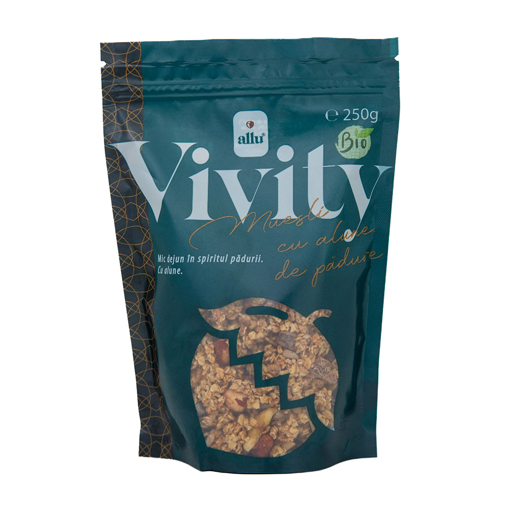 Muesli Bio cu alune de padure Vivity, 250 g, Allu