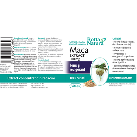 Maca extract, 500 mg, 30 capsule, Rotta Natura 598136