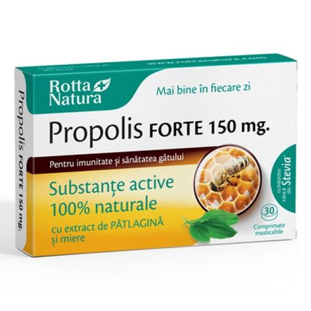 Propolis forte cu patlagina si miere 150 mg, 30 comprimate, Rotta Natura