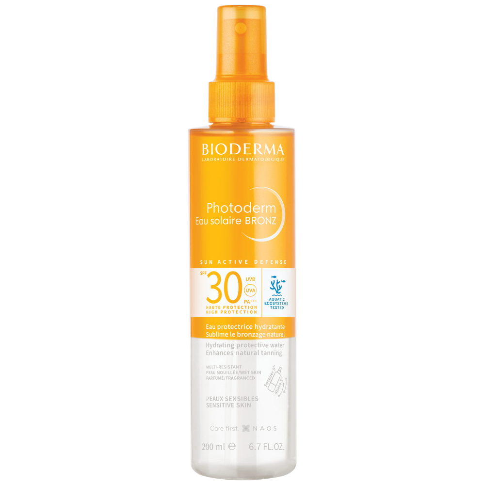 Apa cu protectie solara SPF 30 pentru piele sensibila Photoderm Bronz, 200 ml, Bioderma