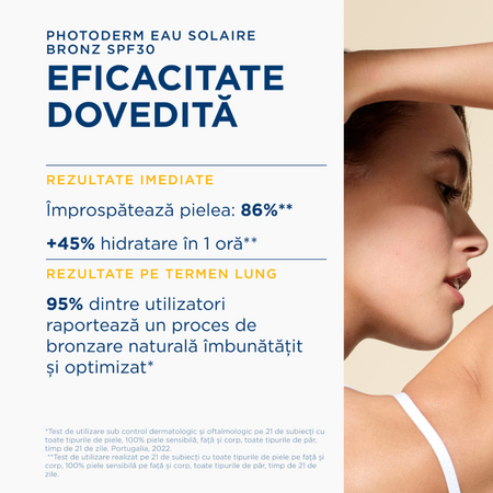Apa cu protectie solara SPF 30 pentru piele sensibila Photoderm Bronz, 200 ml, Bioderma 736470