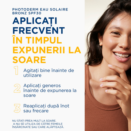 Apa cu protectie solara SPF 30 pentru piele sensibila Photoderm Bronz, 200 ml, Bioderma 736478