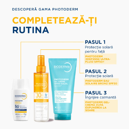 Apa cu protectie solara SPF 30 pentru piele sensibila Photoderm Bronz, 200 ml, Bioderma 736479