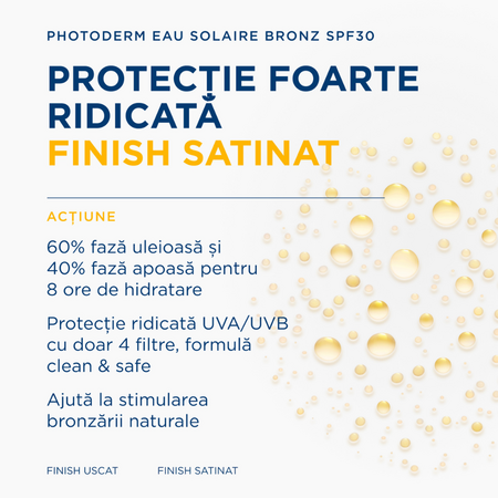 Apa cu protectie solara SPF 30 pentru piele sensibila Photoderm Bronz, 200 ml, Bioderma 736471