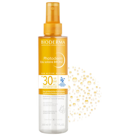 Apa cu protectie solara SPF 30 pentru piele sensibila Photoderm Bronz, 200 ml, Bioderma 736468