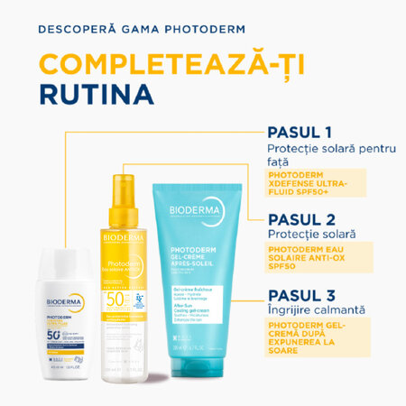 Apa cu protectie solara SPF 50 pentru piele sensibila Photoderm Anti-Ox, 200 ml, Bioderma 736007