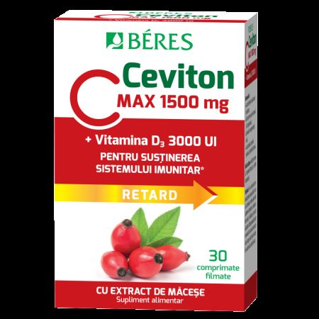 Vitamina C 1500 mg + Vitamina D3 3000 UI, Ceviton, 30 comprimate filmate, Beres 675124