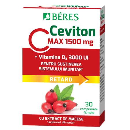 Vitamina C 1500 mg + Vitamina D3 3000 UI, Ceviton, 30 comprimate filmate, Beres 675124