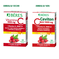 Vitamina C 1500 mg + Vitamina D3 3000 UI, Ceviton, 30 comprimate filmate, Beres