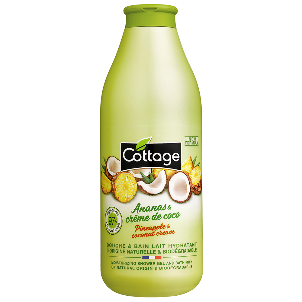 Gel de dus si lapte de baie Ananas & creme de coco, 750 ml, Cottage