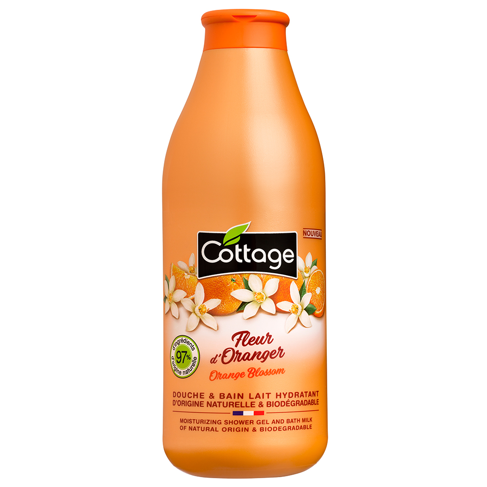 Gel de dus si lapte de baie cu flori de portocal, 750 ml, Cottage