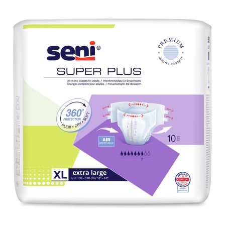 Scutece cu sistem inchis Super Seni Plus, Extra Large, 10 bucati, Seni