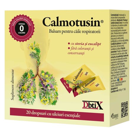 Calmotusin cu stevia Dbtix, 20 dropsuri, Dacia Plant