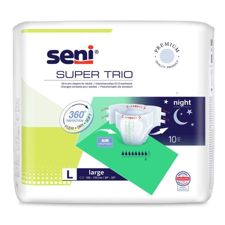 Scutece cu sistem inchis Super Seni Trio, Large, 10 bucati, Seni