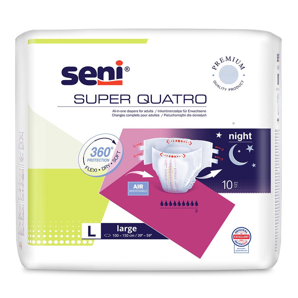 Scutecele cu sistem inchis Super Seni Quatro, Large, 10 bucati, Seni