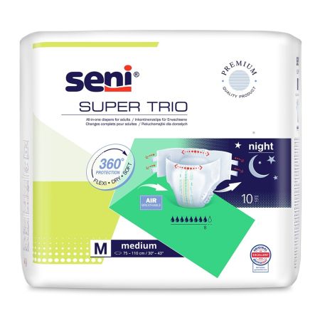 Scutece cu sistem inchis  Super Seni Trio, Medium, 10 bucati, Seni