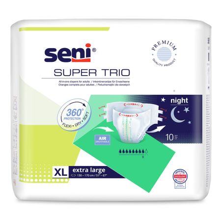 Scutece cu sistem inchis Super Seni Trio, Extra Large, 10 bucati, Seni