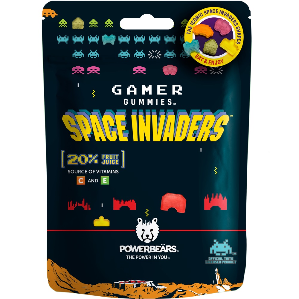 Jeleuri gumate cu vitamina C si E Space Invaders, 125 g, Powerbears